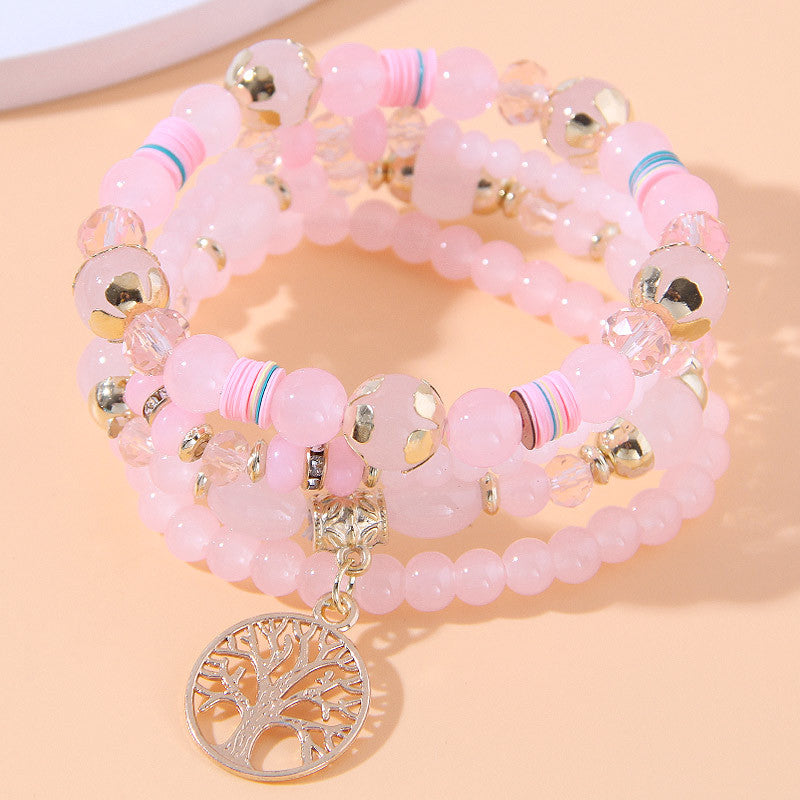 Wholesale Tree of Life Glass Beads Alloy Bracelet